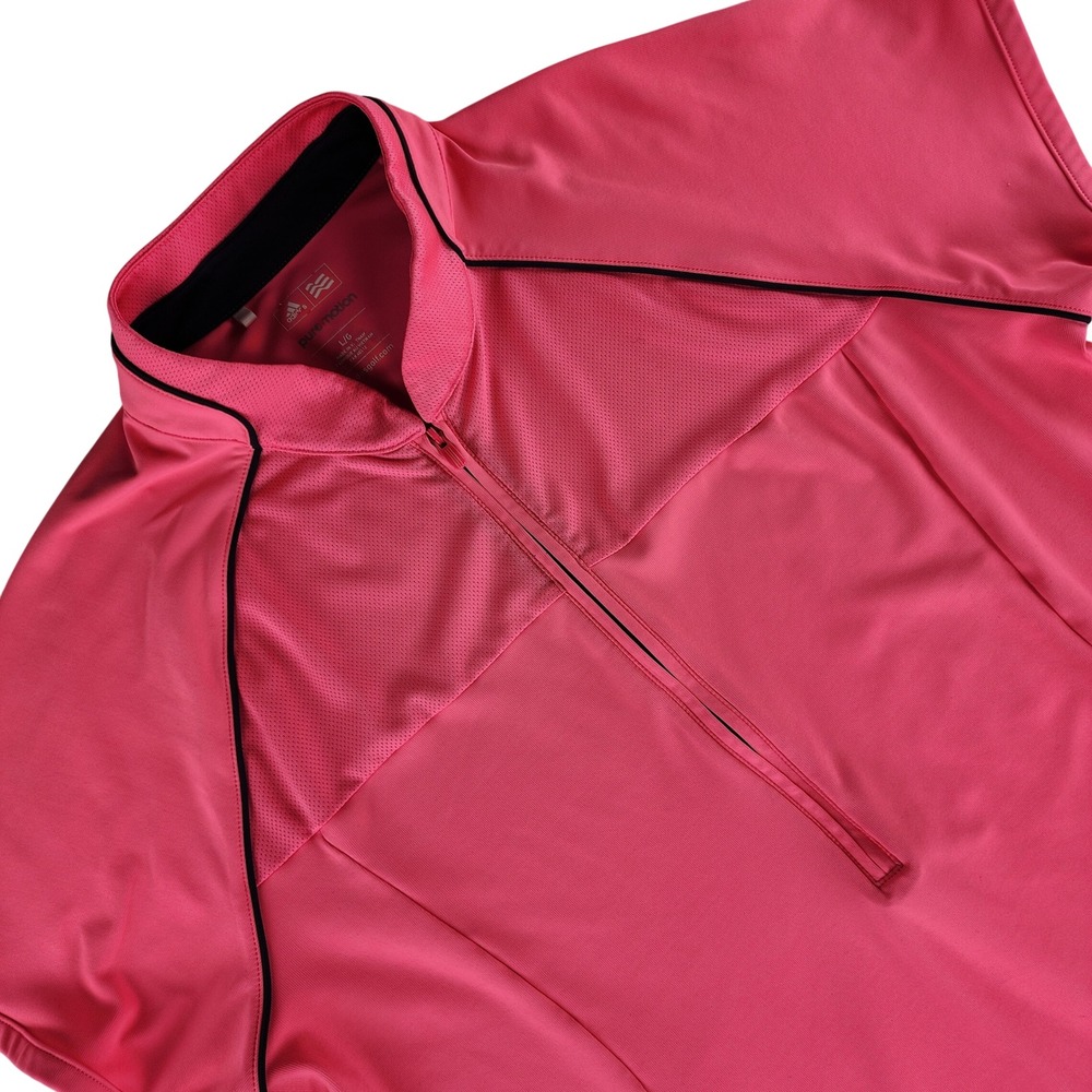 Adidas Golf Polo Shirt Womens Large Pink Half Zip Puremotion Polyester Blend